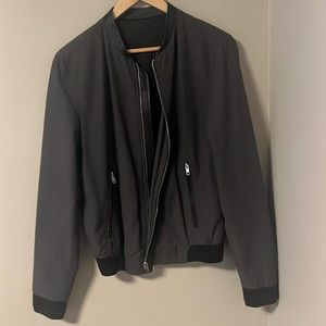 Small The Kooples olive blouson jacket with black leather details